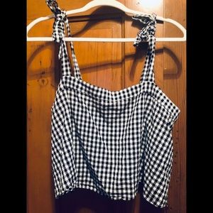 Madewell Gingham Drapey Crop Top with Tie Straps